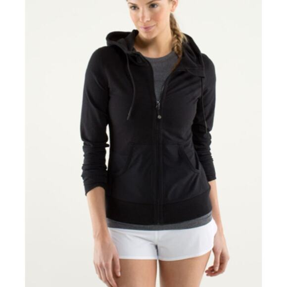 Lululemon Voyage Hoodie Stretch French Terry Yoga Boardshort Fabric Black 8 - Picture 6 of 11
